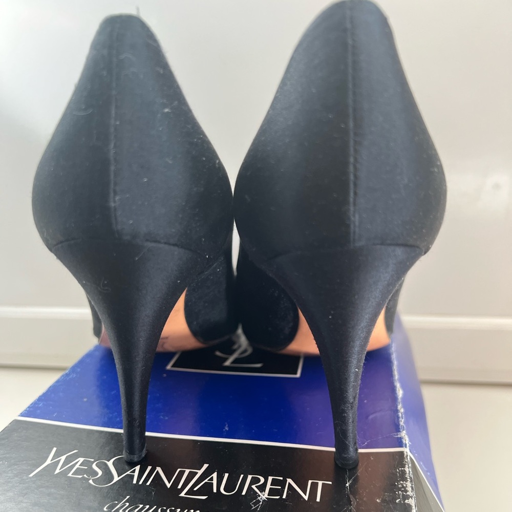 Vintage Yves Saint Laurent Black Satin Pumps - Picture 4 of 4